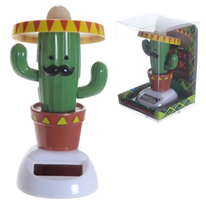 Solcelle figur FF87 Kaktus Jack med mexikansk sombrero h11cm - Se flere Solcelle figurer og Spejle